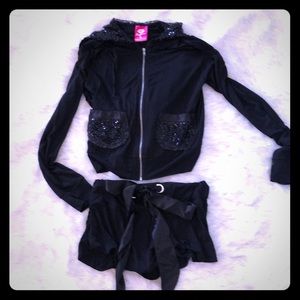 Pink lipstick brand short with matching jacket